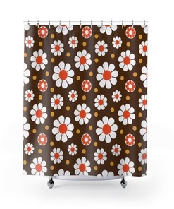 Flowery Groovy 60's 70's Retro Shower Curtain - Hippie Bathroom Accessory