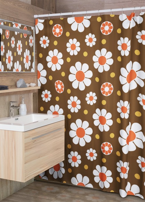 Flowery Groovy 60's 70's Retro Shower Curtain - Hippie Bathroom Accessory - Image 2