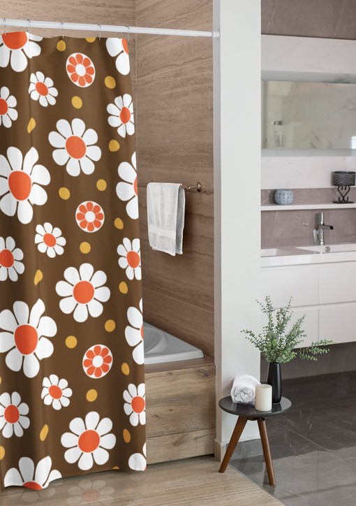Flowery Groovy 60's 70's Retro Shower Curtain - Hippie Bathroom Accessory - Image 4