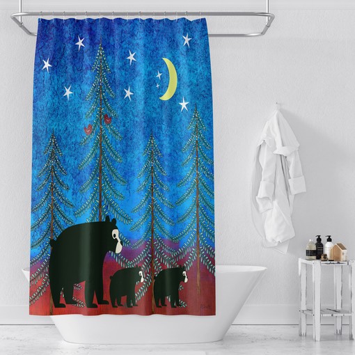 FolkNFunky Nordic Woodland Bears Shower Curtain Set - Fun, Funky, and Rustic Bath Accessories - Image 2
