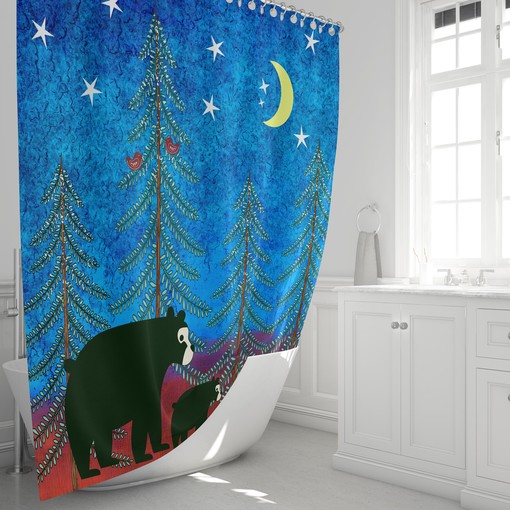 FolkNFunky Nordic Woodland Bears Shower Curtain Set - Fun, Funky, and Rustic Bath Accessories - Image 3