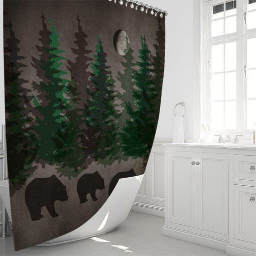 FolkNFunky Rustic Woodland Bears Shower Curtain Set - Rustic Bath Decor with a Fun Touch - Image 4