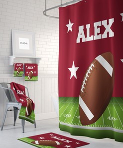Football Custom Personalized Shower Curtain Set with Optional Accessories
