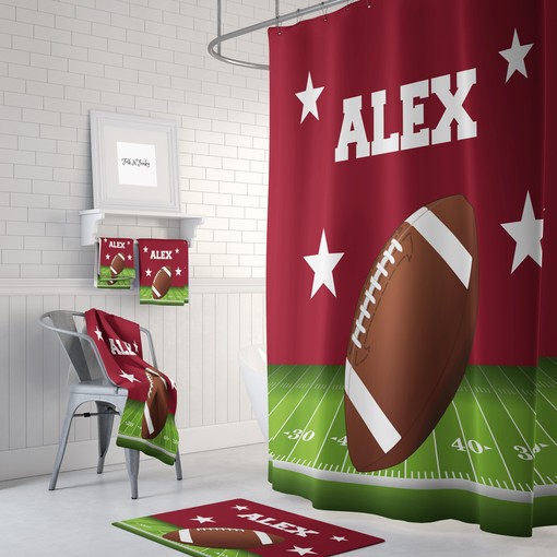 Football Custom Personalized Shower Curtain Set with Optional Accessories
