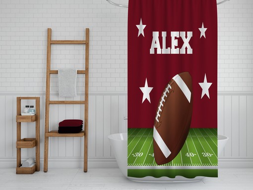 Football Custom Personalized Shower Curtain Set with Optional Accessories - Image 3