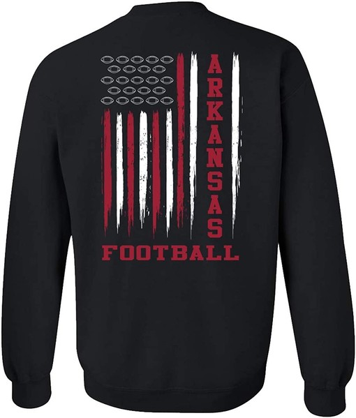 Football Flag American Flag Sports Fan Game Day Tailgating Crewneck Sweatshirt Pullover for Razorbacks Fans