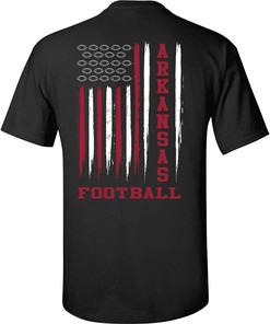 Football Flag American Flag Sports Fan Game Day Tailgating Short Sleeve T-Shirt with NCAA Shirts