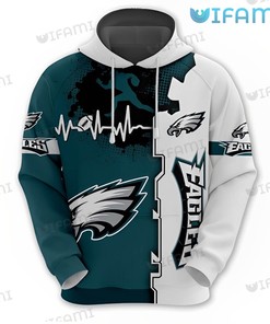 Football Heartbeat? Wear it Proudly with Philly Eagles White Green Hoodie 3D