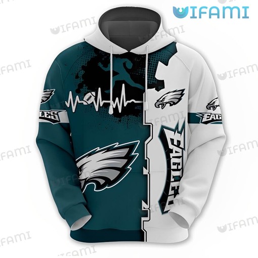 Football Heartbeat? Wear it Proudly with Philly Eagles White Green Hoodie 3D
