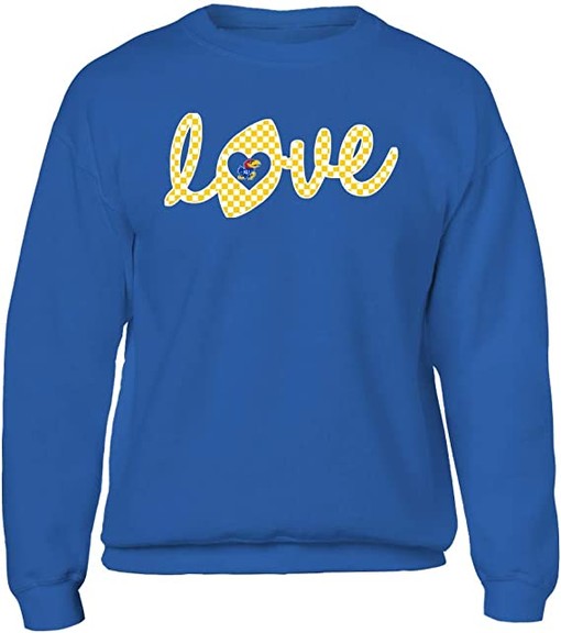 Football Love Lowercase Checkered Pattern Kansas Jayhawks Shirt - NCAA College Shirts for Men - Image 2