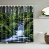 Forest Waterfall Landscape Shower Curtain | Scenic Trees Print | Bathroom Decor