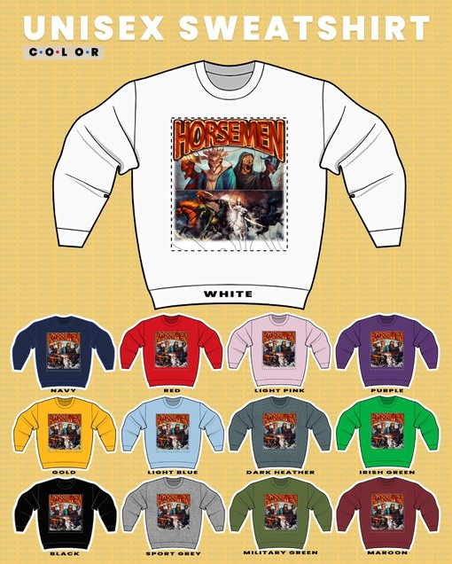 Four Horsemen of Apocalypse Sweatshirt, Vintage Tee for Men and Women, Fan Sweater with Retro 90s Aesthetic - Image 3