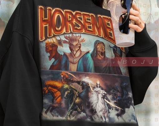 Four Horsemen of Apocalypse Sweatshirt, Vintage Tee for Men and Women, Fan Sweater with Retro 90s Aesthetic - Image 4