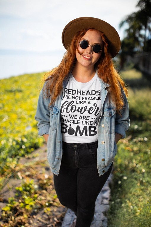 Fragile Like A Bomb Unisex Shirt, Redhead Tee, Gift for Redhead, Red Hair Shirt, Ginger Shirt, Redhead Gift