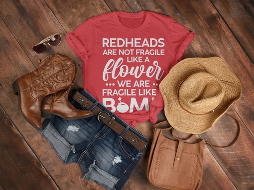 Fragile Like A Bomb Unisex Shirt, Redhead Tee, Gift for Redhead, Red Hair Shirt, Ginger Shirt, Redhead Gift - Image 3