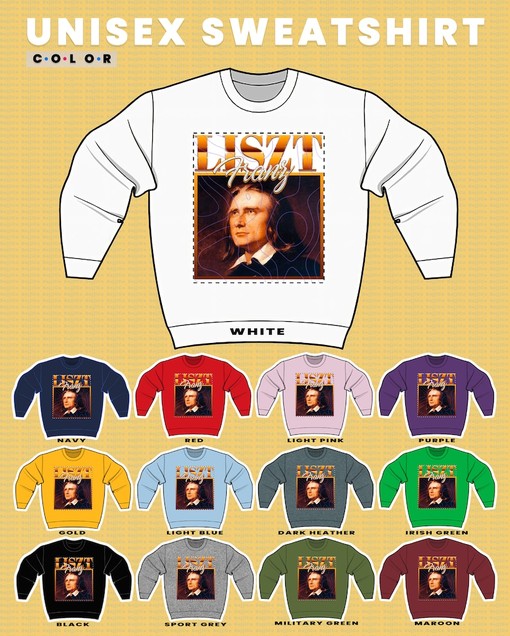 Franz Liszt Classical Music Sweatshirt, Pianist Legend Homage Sweater for Men and Women, Retro 90s Tee - Image 3