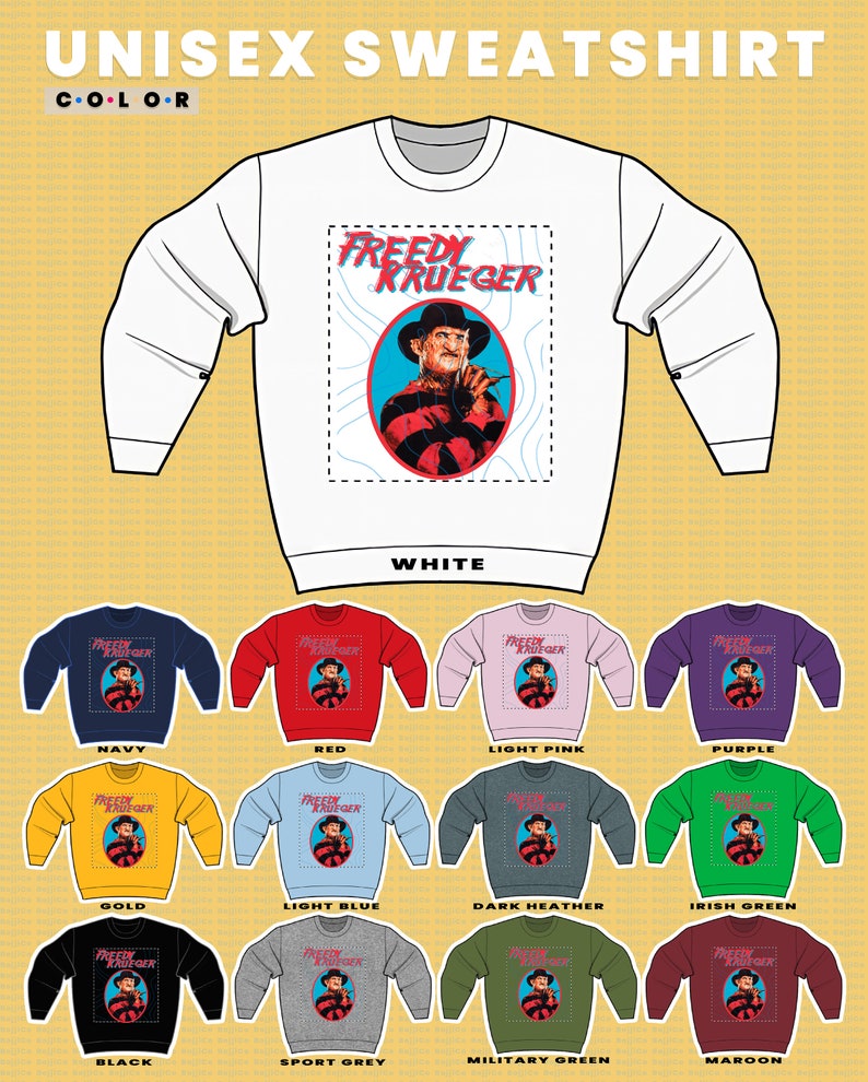 Freddie Krueger Halloween Sweatshirt - Vintage Horror Movie T-Shirt, Nightmare Freddy Sweater - Image 3