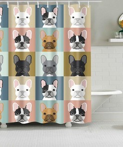 French Bulldog Luxury Shower Curtain | Colorful Cute Pet Dog Fabric Home Bathroom Decor