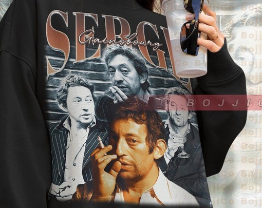 French Singer Serge Gainsbourg Sweatshirt, Vintage Inspired Fan Tees - Image 4