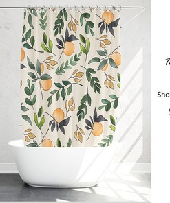 Fresh Colorful Orange Tree Shower Curtain - Heavy Duty and Waterproof Fabric for Your Bathroom Decor