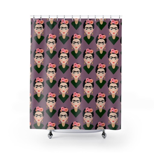 Frida Kahlo Shower Curtain with Unique Art Print Design, Perfect for Artistic Bathrooms