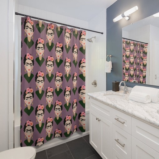 Frida Kahlo Shower Curtain with Unique Art Print Design, Perfect for Artistic Bathrooms - Image 2