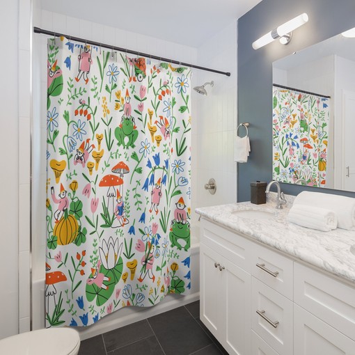 Frog Prince Shower Curtain | Children's Bathroom Decor | Kids Bath | Restroom Shower Curtains - Image 2