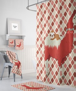 Fun Kids Llama and Sloth Disney Shower Curtain Set for a Playful Bathroom