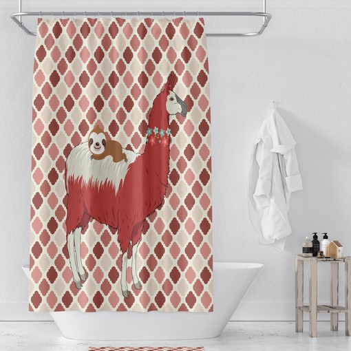 Fun Kids Llama and Sloth Disney Shower Curtain Set for a Playful Bathroom - Image 2