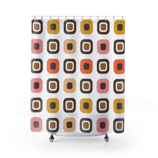 Fun Multicolor Mid Century Modern Retro Shower Curtain to Spice up Your Bathroom