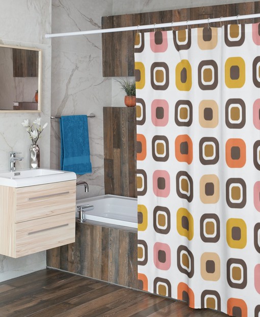 Fun Multicolor Mid Century Modern Retro Shower Curtain to Spice up Your Bathroom - Image 2