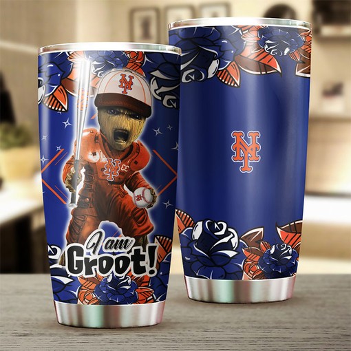 Fun New York Mets MLB Tumbler with Groot Design for Passionate Baseball Fans - Image 2