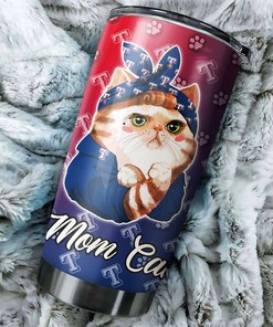 Fun Texas Rangers MLB Tumbler for Cat Moms with Iconic MLB Logo