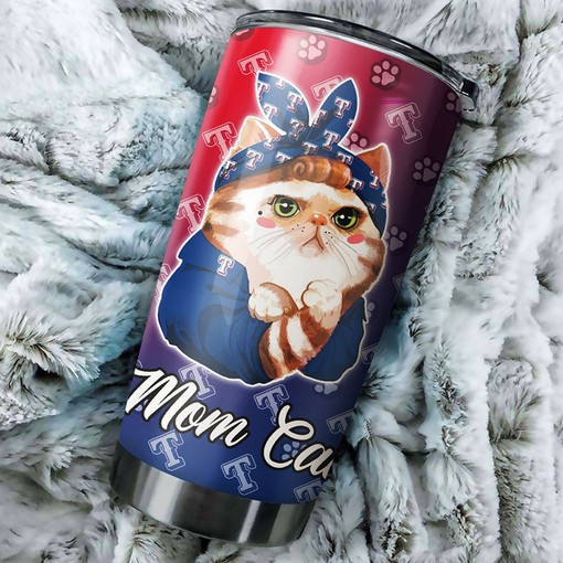 Fun Texas Rangers MLB Tumbler for Cat Moms with Iconic MLB Logo