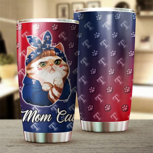 Fun Texas Rangers MLB Tumbler for Cat Moms with Iconic MLB Logo - Image 2