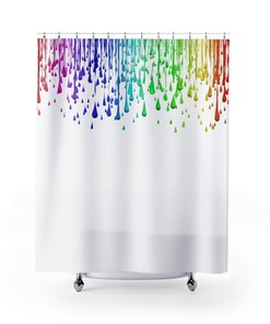 Fun and Hippie Boho Rainbow Drops Shower Curtain for Bathroom Art