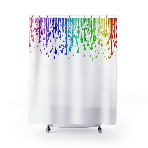 Fun and Hippie Boho Rainbow Drops Shower Curtain for Bathroom Art