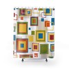 Funky Abstract Blue, Orange, Green, and Yellow Mid Century Modern Shower Curtain for a Bold Look