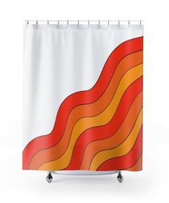 Funky Psychedelic Boho Shower Curtain, Groovy 60's 70's Hippie Bathroom Accessory with Quirky Style