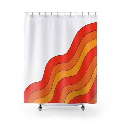 Funky Psychedelic Boho Shower Curtain, Groovy 60's 70's Hippie Bathroom Accessory with Quirky Style