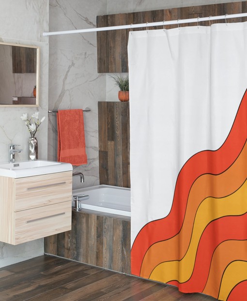 Funky Psychedelic Boho Shower Curtain, Groovy 60's 70's Hippie Bathroom Accessory with Quirky Style - Image 3