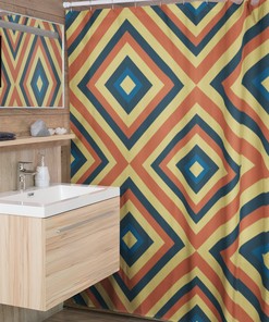 Funky Retro 70's Shower Curtain - Tub Curtain with Vintage Vibe