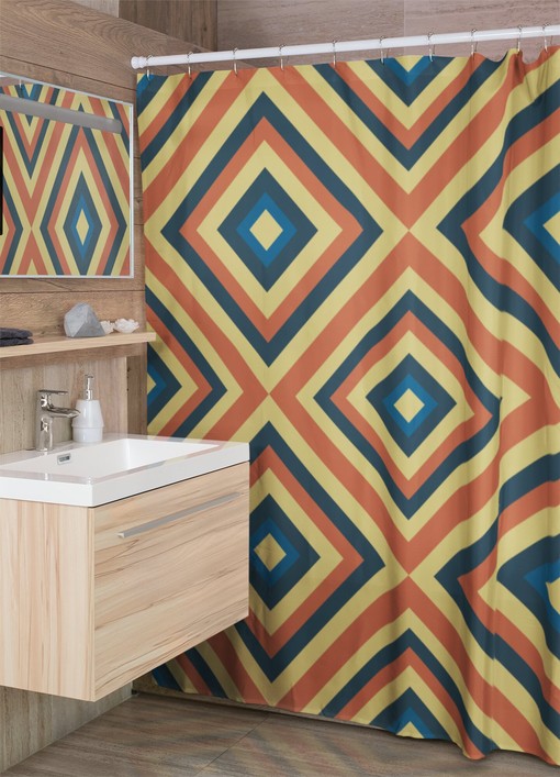 Funky Retro 70's Shower Curtain - Tub Curtain with Vintage Vibe