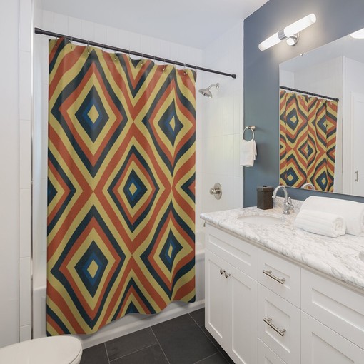 Funky Retro 70's Shower Curtain - Tub Curtain with Vintage Vibe - Image 3