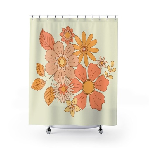 Funky Retro Groovy Shower Curtain - Hippie Bathroom Accessory with Unique Touch
