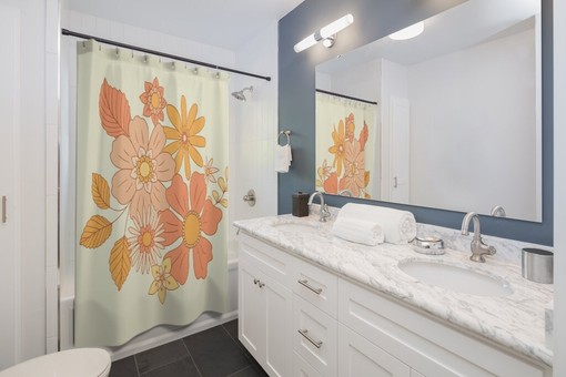 Funky Retro Groovy Shower Curtain - Hippie Bathroom Accessory with Unique Touch - Image 2