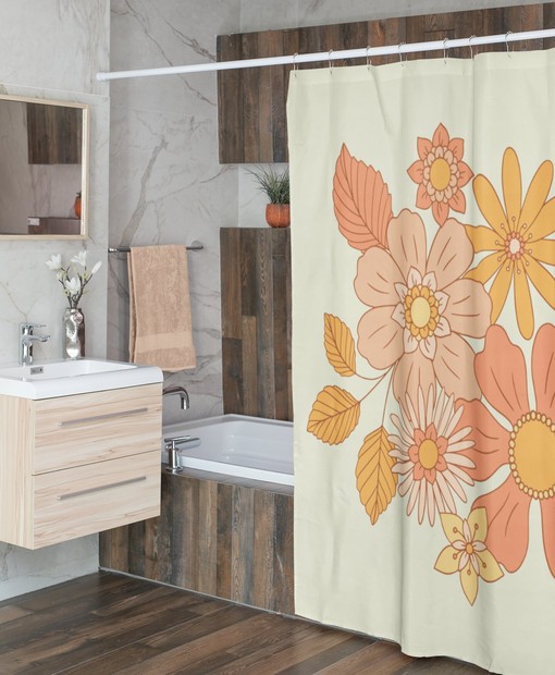 Funky Retro Groovy Shower Curtain - Hippie Bathroom Accessory with Unique Touch - Image 3