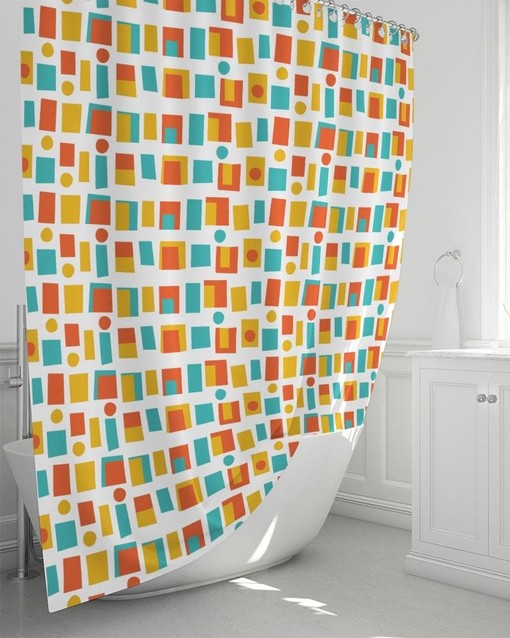 Funky Retro Shower Curtain for MCM Bath Decor with Vintage Appeal