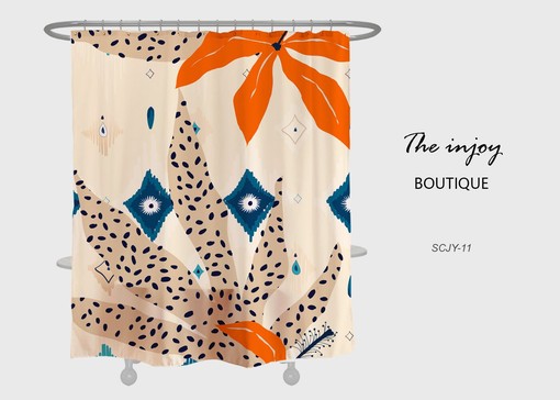 Funny Arts Abstract Monstera Shower Curtain - Waterproof and Washable for Bathroom with Custom Sizes Available