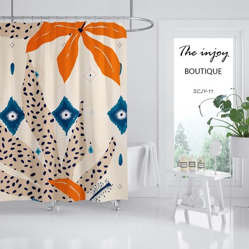 Funny Arts Abstract Monstera Shower Curtain - Waterproof and Washable for Bathroom with Custom Sizes Available - Image 2